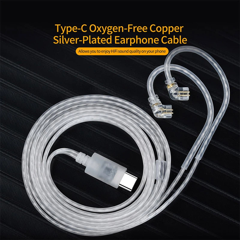 Wired Earphone Mic - Kabel do słuchawek KZ OFC posrebrzany,