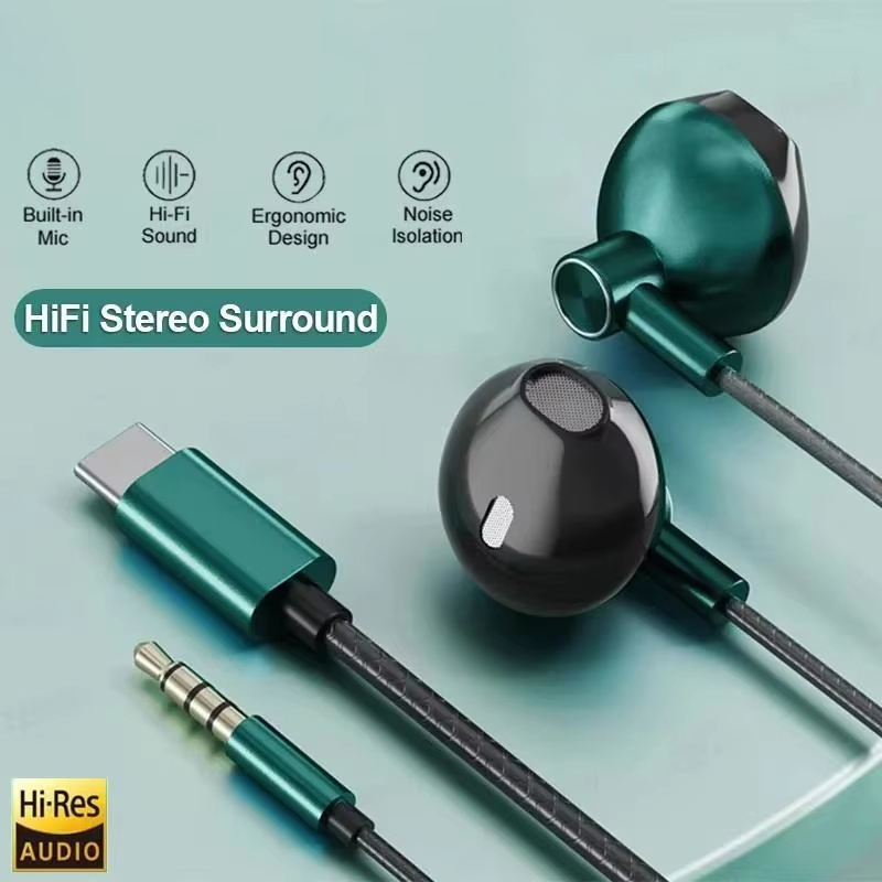 Wired Earphone Mic - Słuchawki przewodowe Type C 3.5mm HIFI